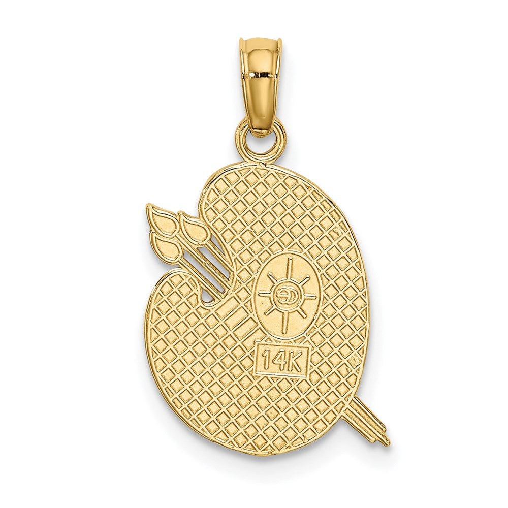 14K Engraved Textured Painters Pallet Charm