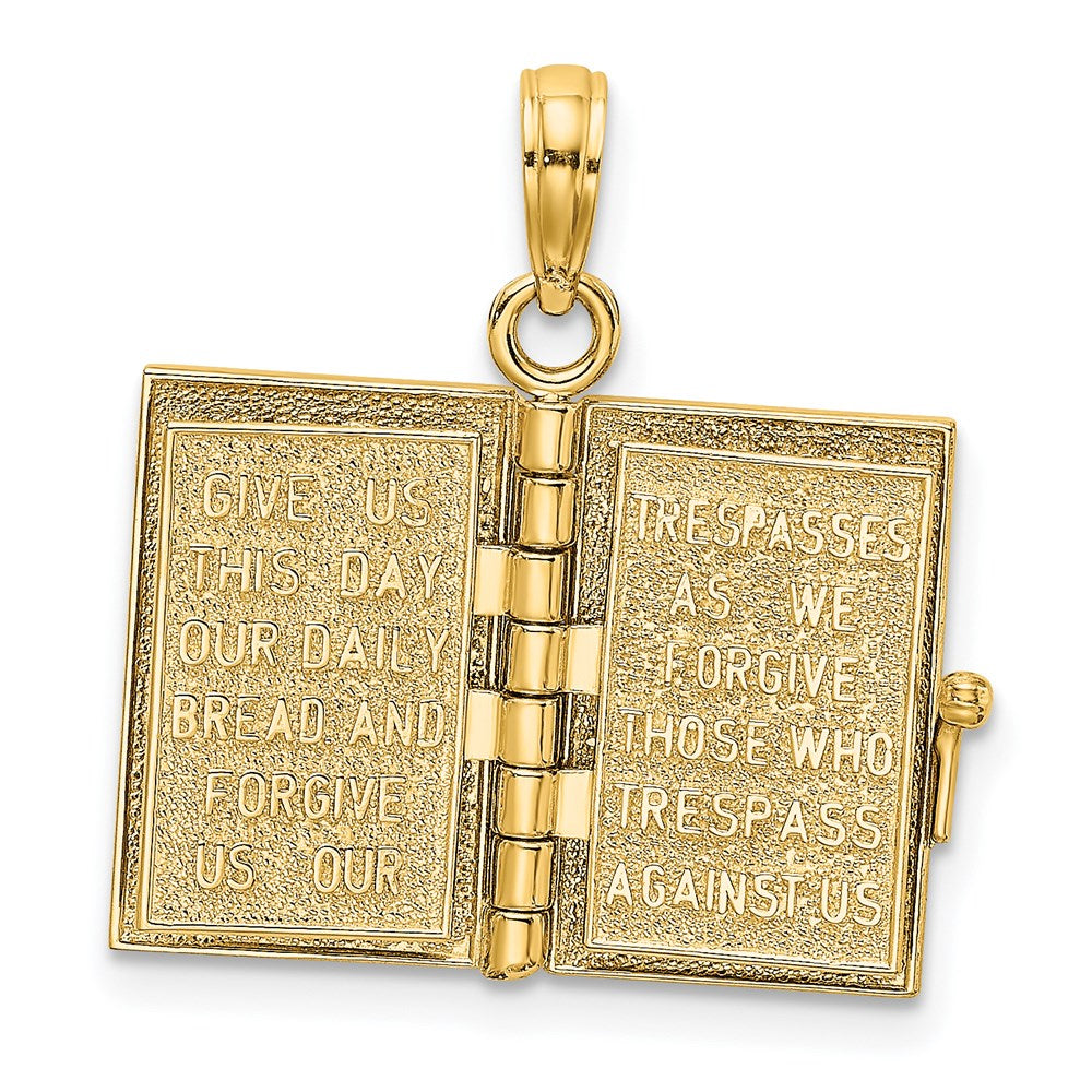 14K 3-D Moveable Pages Holy Bible w/ Lords Prayer Charm