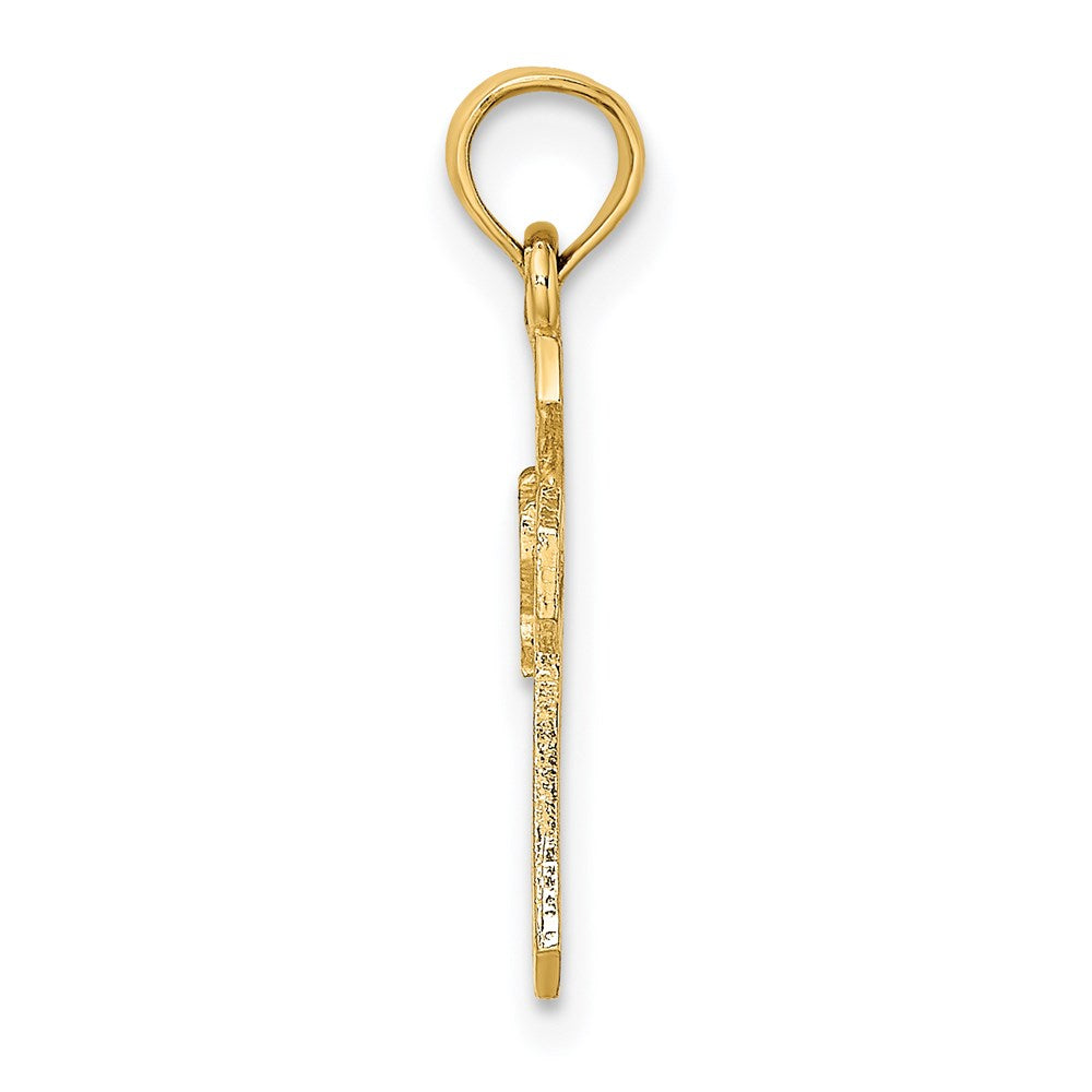 14K Cut-Out Cross w/ Dove Charm