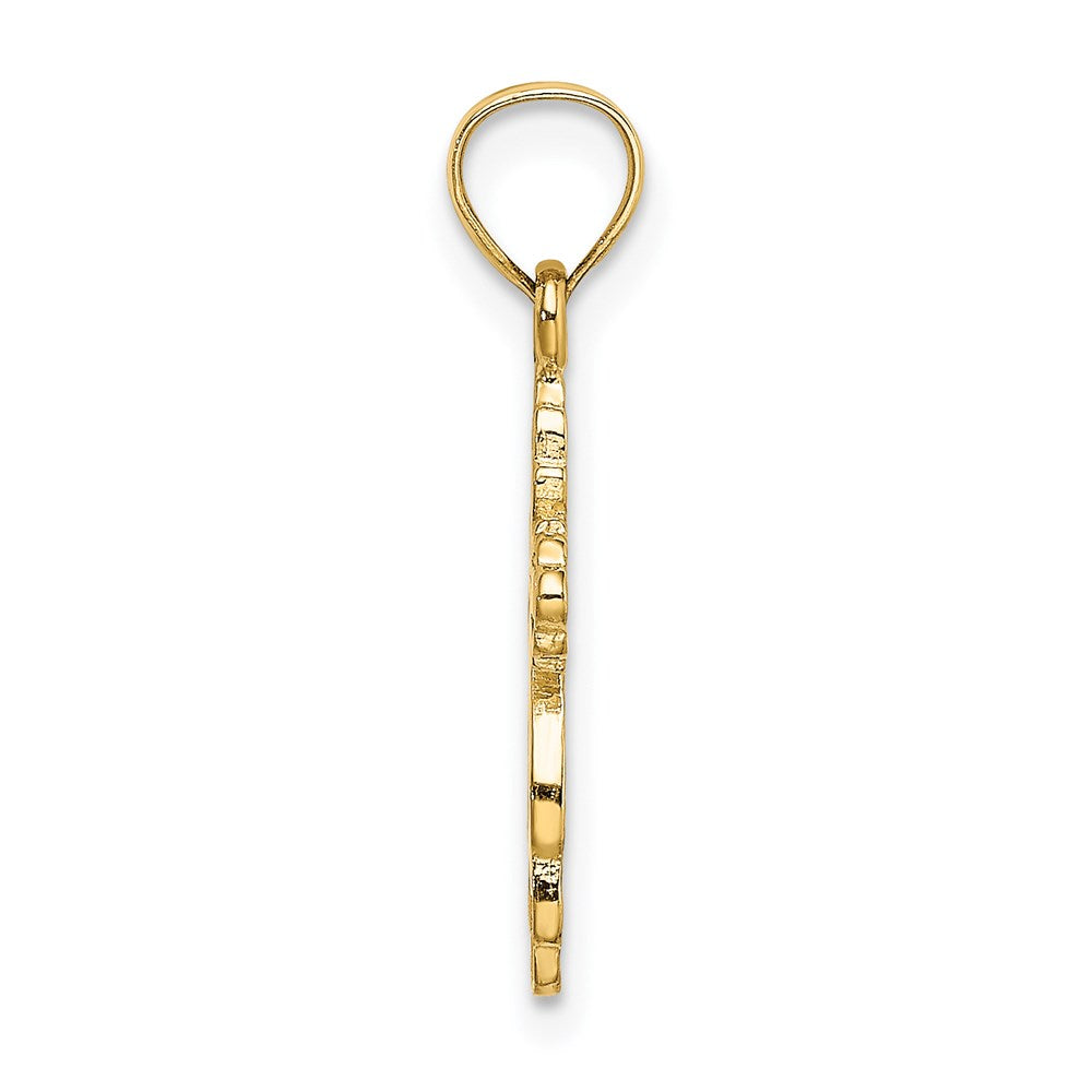 14K Solid Polished and Textured Cross Charm