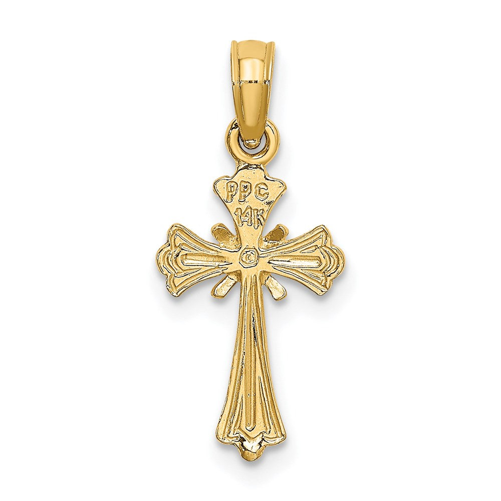 14K Engraved Small Cross w/ X  Center Charm