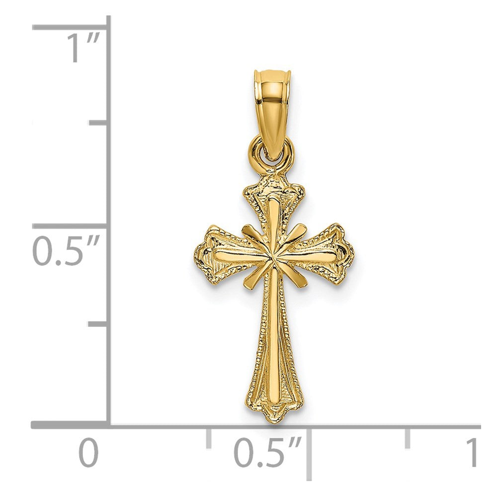 14K Engraved Small Cross w/ X  Center Charm