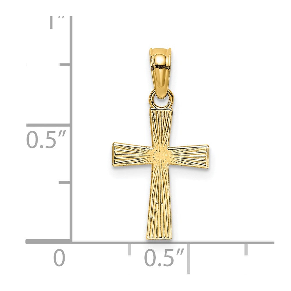 14K Small Textured Cross Charm