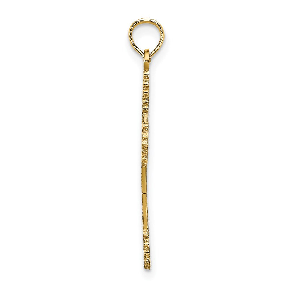 14K Beaded Tip Cross w/ Heart Center Charm