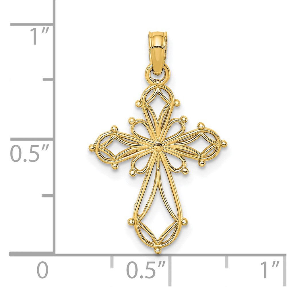 14K Cut-Out Fancy Cross Charm