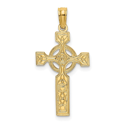 14K Engraved Celtic Cross w/ Eternity Circle Charm