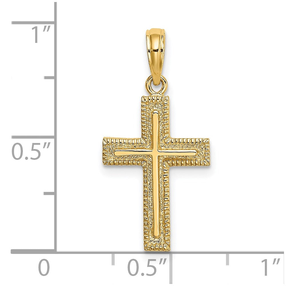 14K Cross w/ Textured Border Design Charm