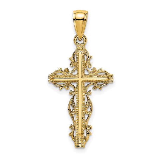 14K Cross w/ Lace Trim Charm