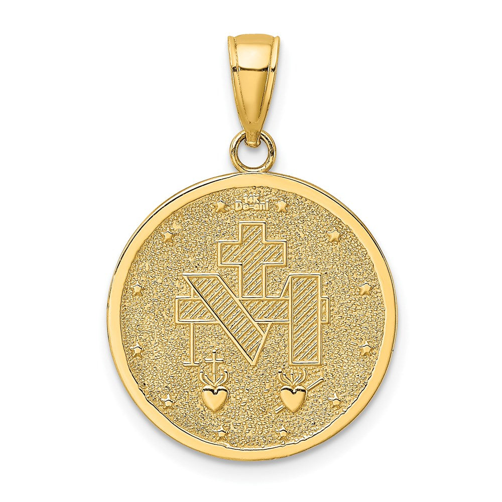 14K Polished and Satin Virgin Mary Medal Charm