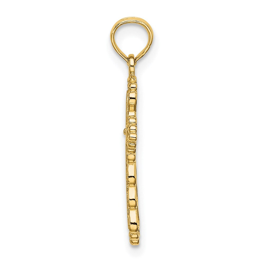 14K Scalloped Cross W/ Cut-Out Center Charm