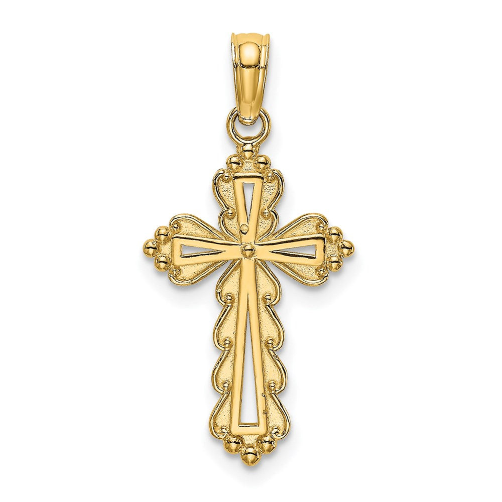 14K Scalloped Cross W/ Cut-Out Center Charm