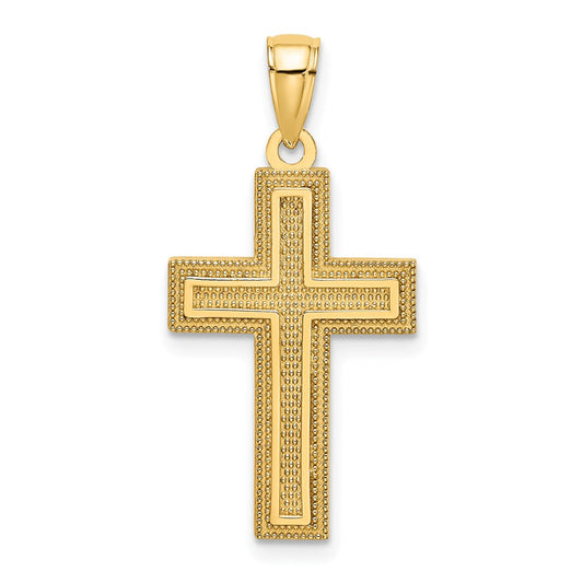 14K Block Cross Charm