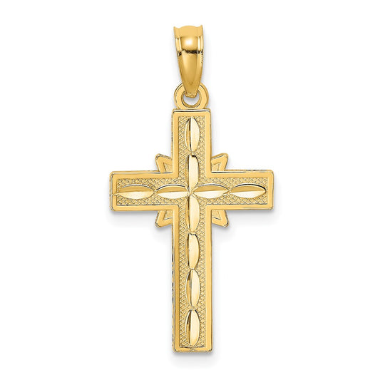 14K D/C Etched Cross Charm