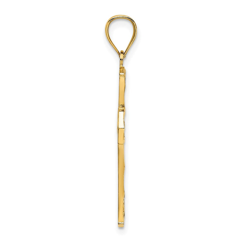14K Beaded Cross Charm
