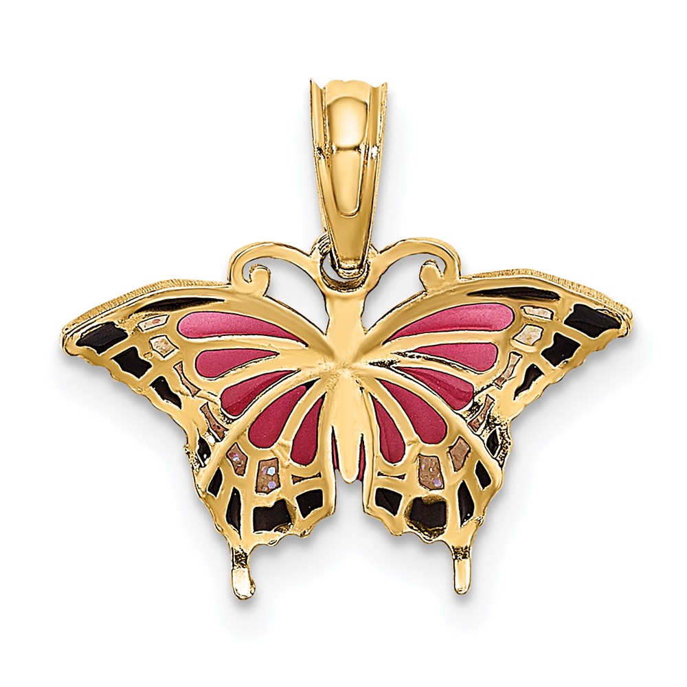 14K Small Enameled Pink Butterfly