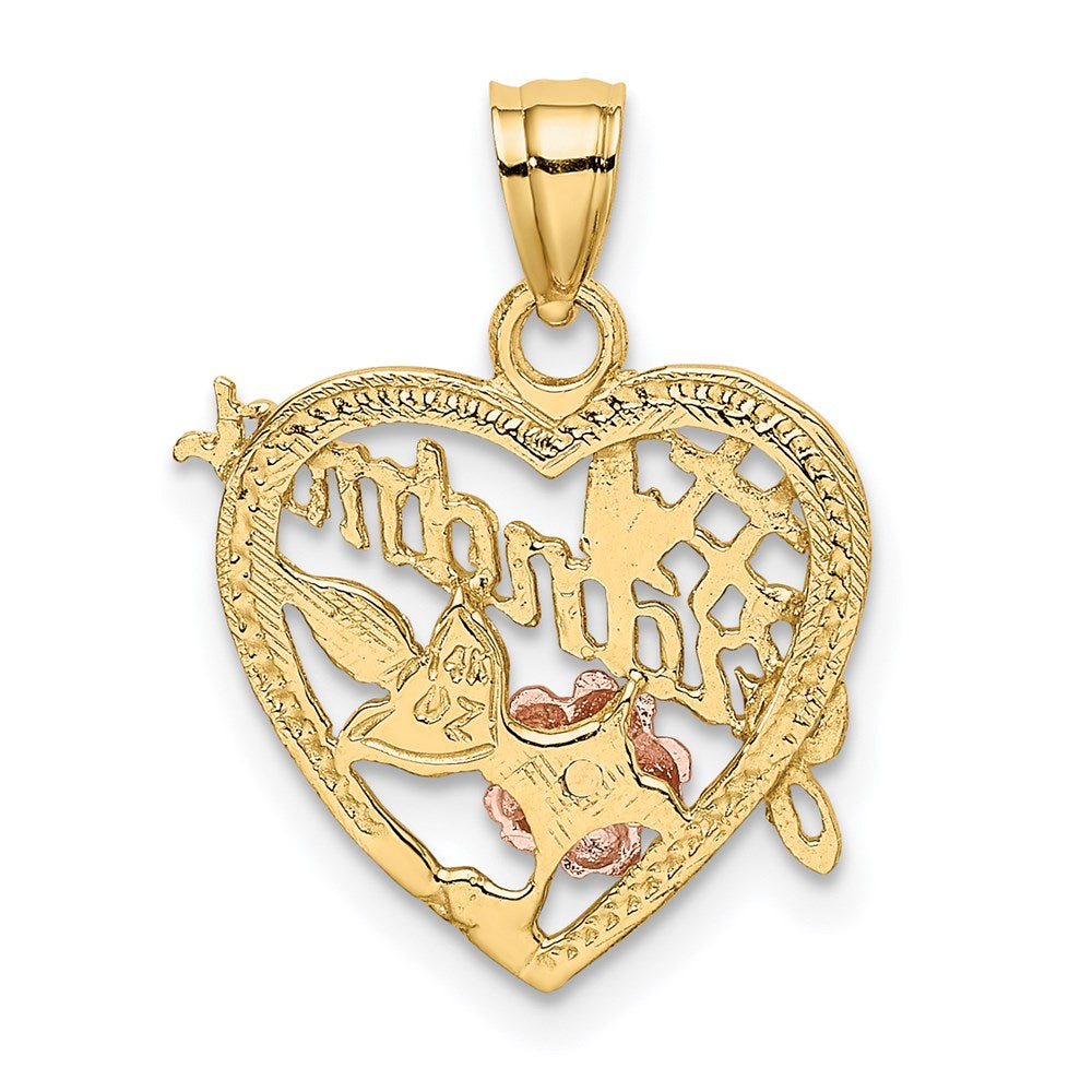 14k Two-tone  White Rhodium #1 GRANDMA In Heart Charm