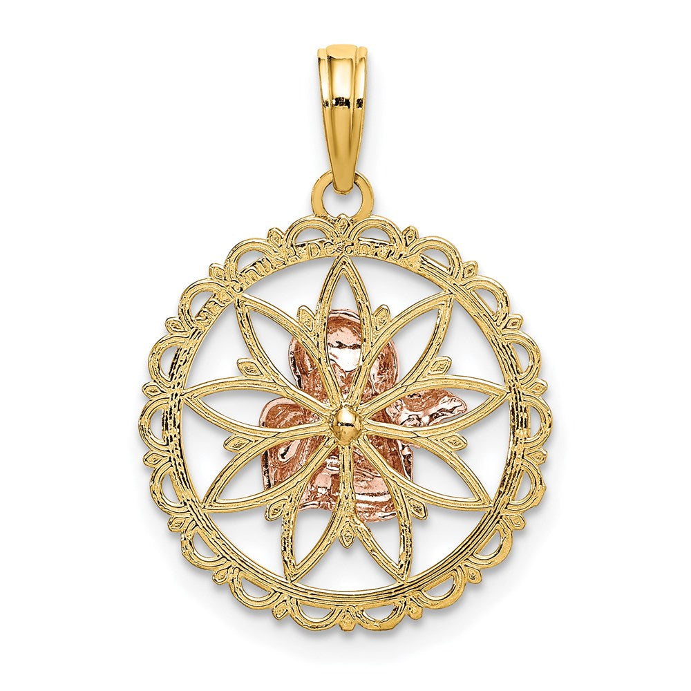 14K Two-tone w/White Rhodium Cut-out Angel Charm