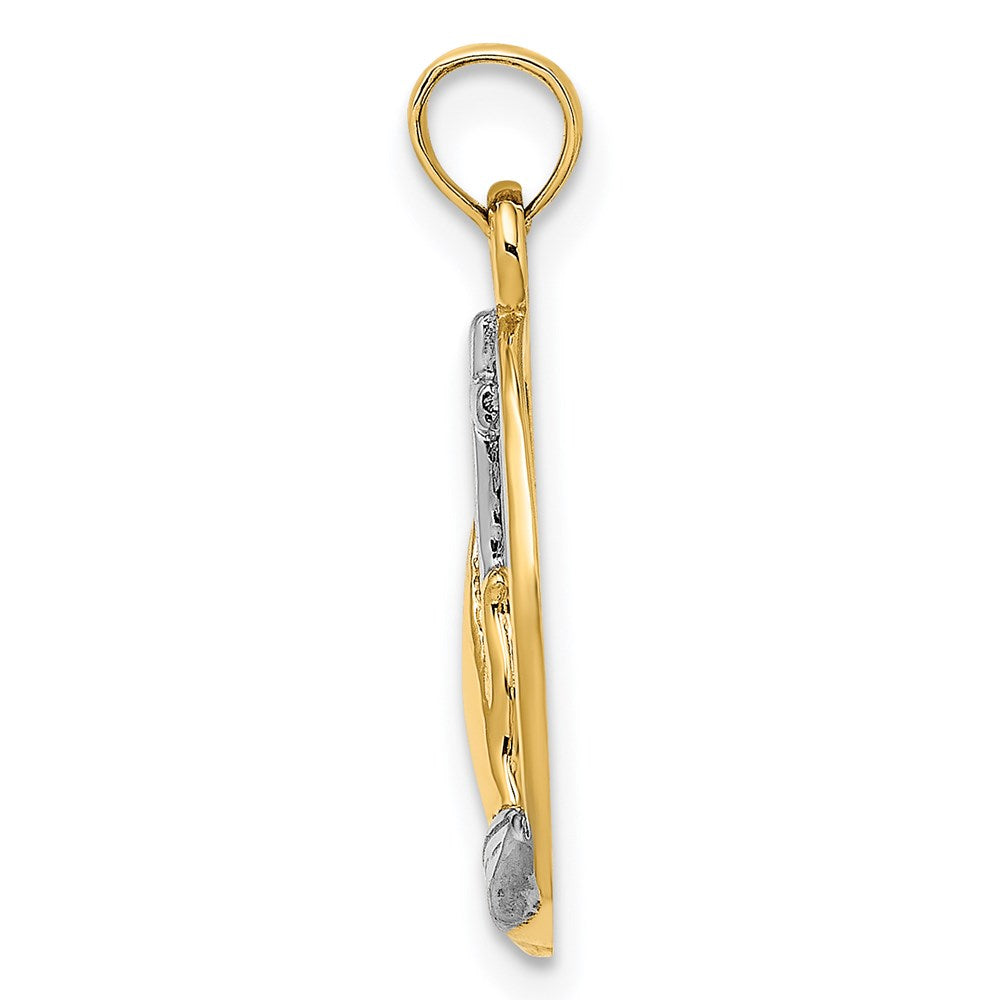 14K W/ Rhodium Praying Hands and Cross Charm
