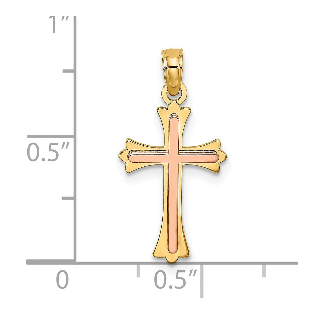 14K Two-Tone Cross Charm