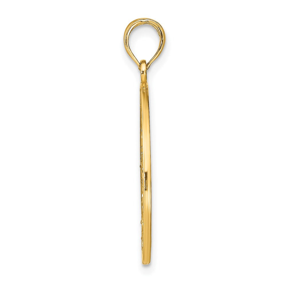 14K w/Rhodium Floral Medallion Pendant Charm