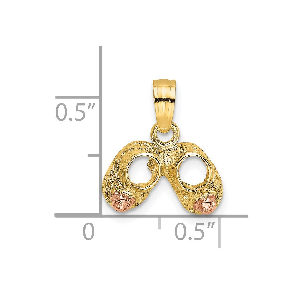 14k  3D Two-Tone Booties w/ Teddy Bear Charm