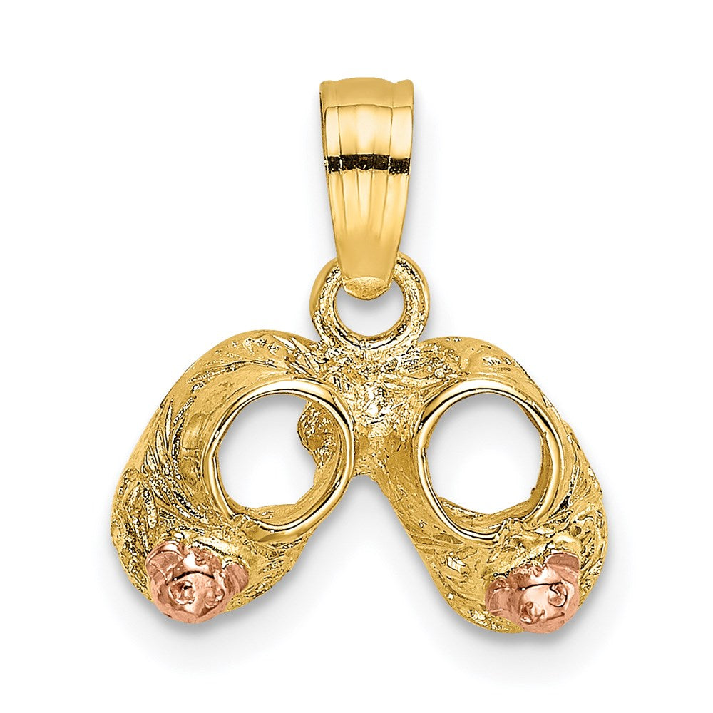 14k  3D Two-Tone Booties w/ Teddy Bear Charm