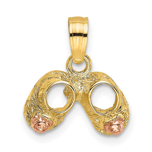 14k  3D Two-Tone Booties w/ Teddy Bear Charm