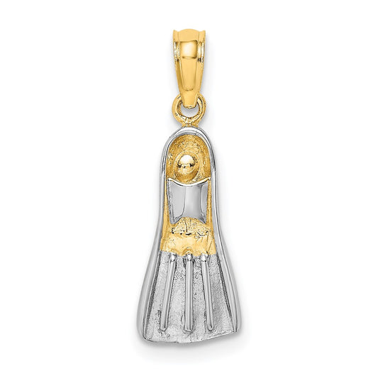 14k Rhodium 3-D Scuba Flipper Charm