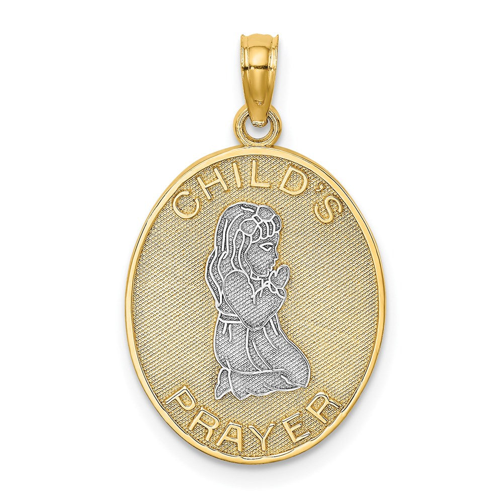 14k w/Rhodium Reversible PRAYER w/Girl Charm