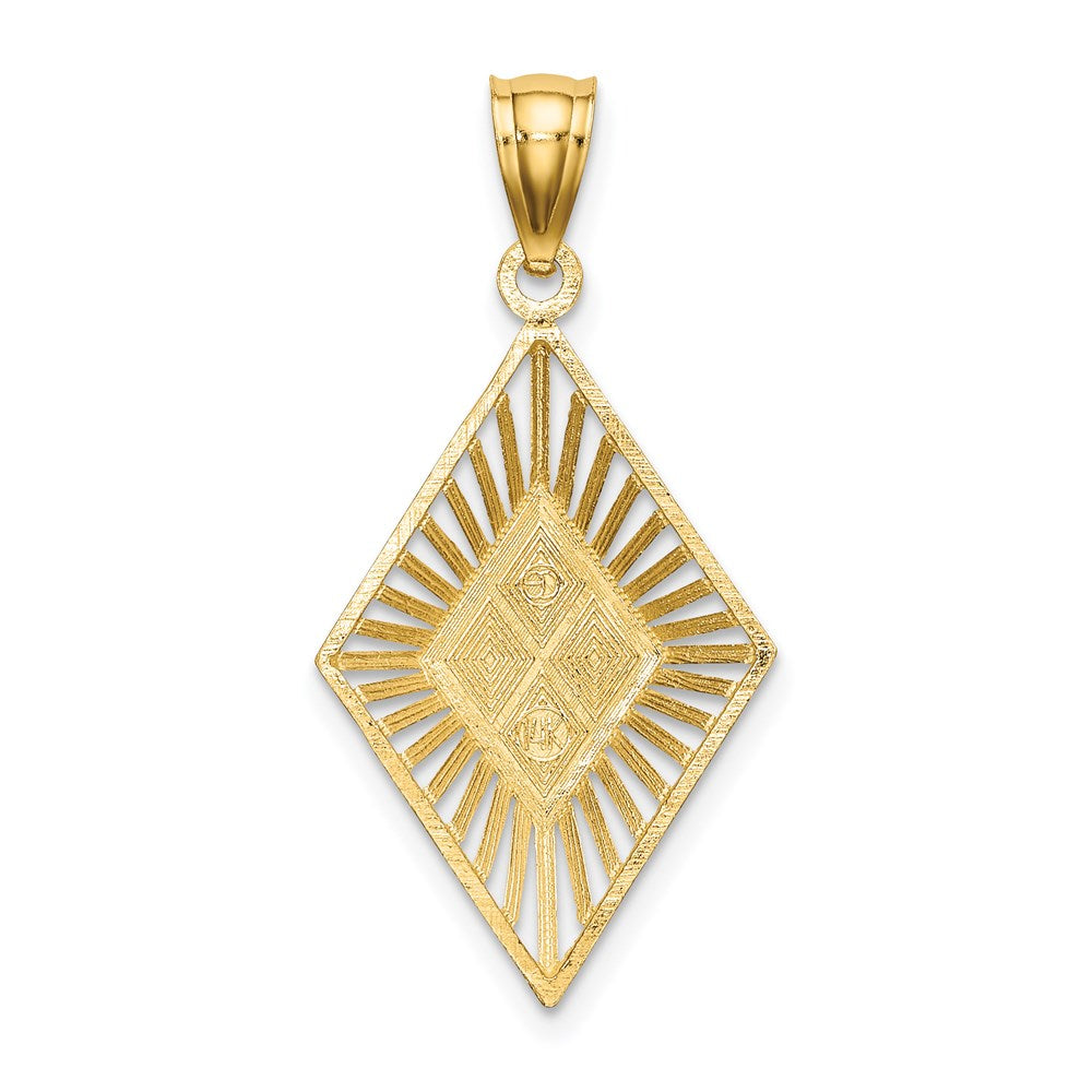 14K w/Rhodium D/C Diamond Shape Charm