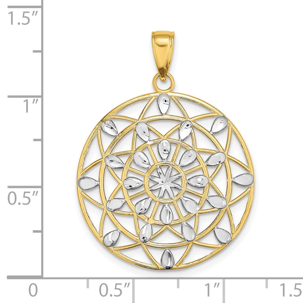 14K w/White Rhodium Cut-Out Diamond-cut Charm