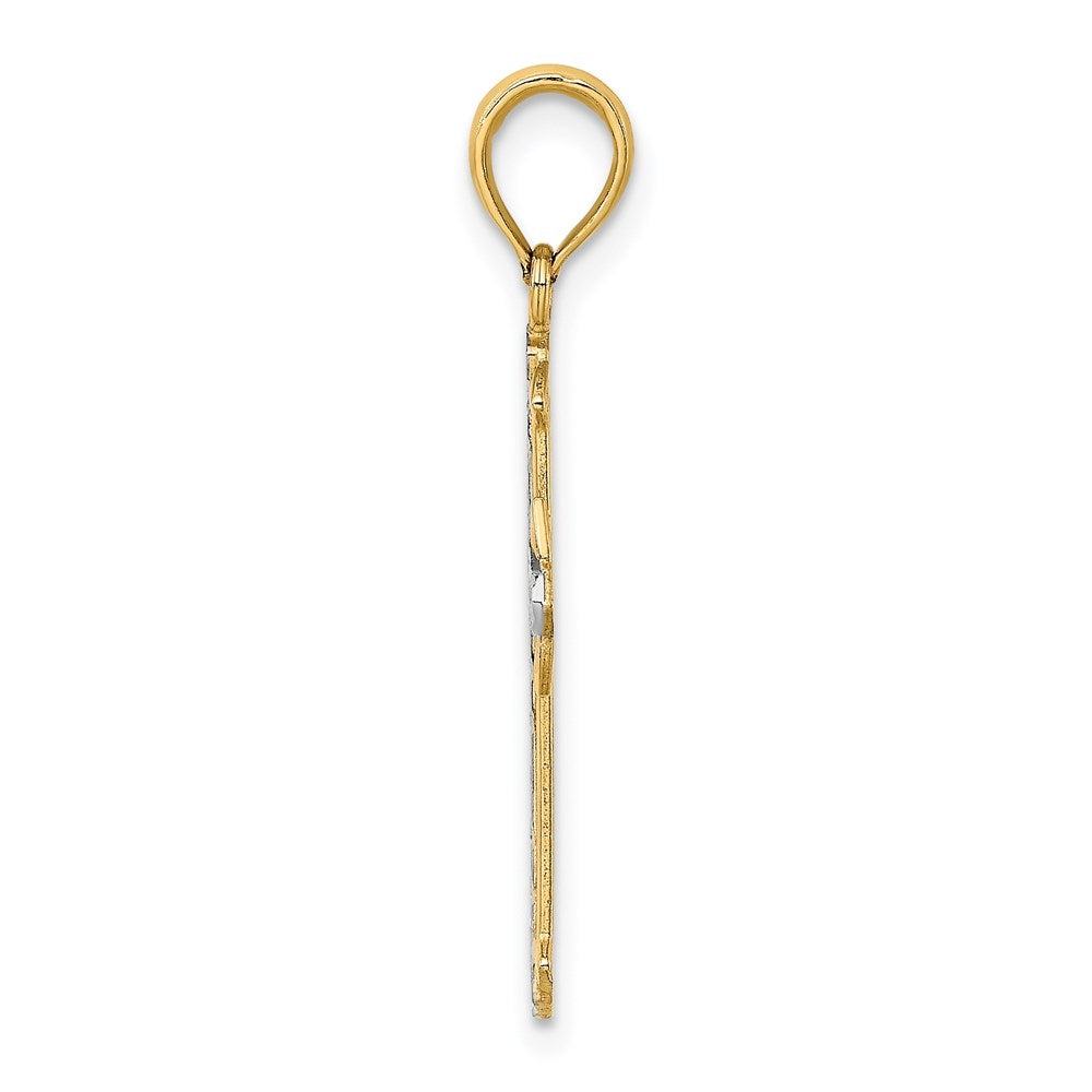 14K w/ Rhodium D/C Cross Charm