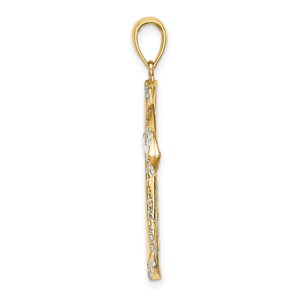 14K w/ Rhodium and D/C Reversible Cross Charm