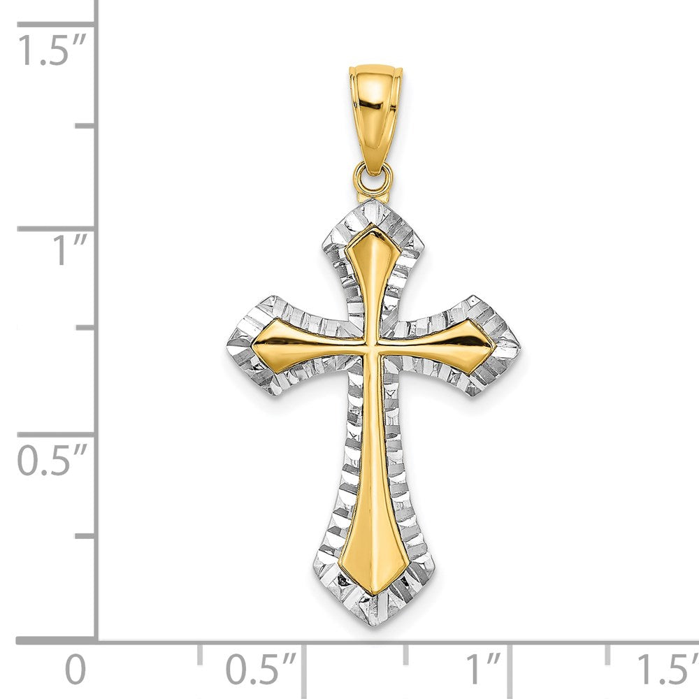 14K w/ Rhodium and D/C Reversible Cross Charm