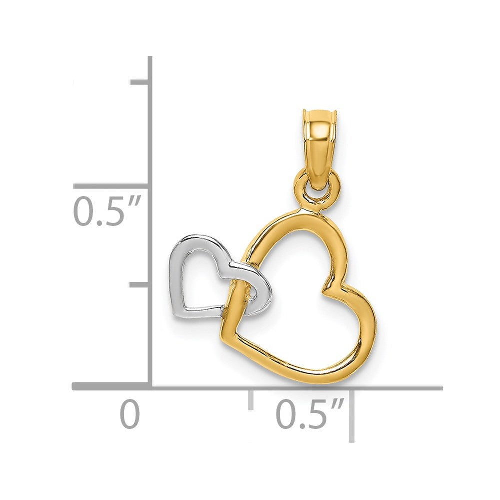 14k Two-Tone Polished Hearts Interwined Charm