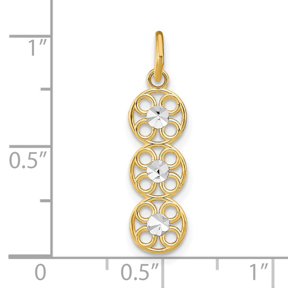 14K w/Rhodium and D/C 3 Circle Charm