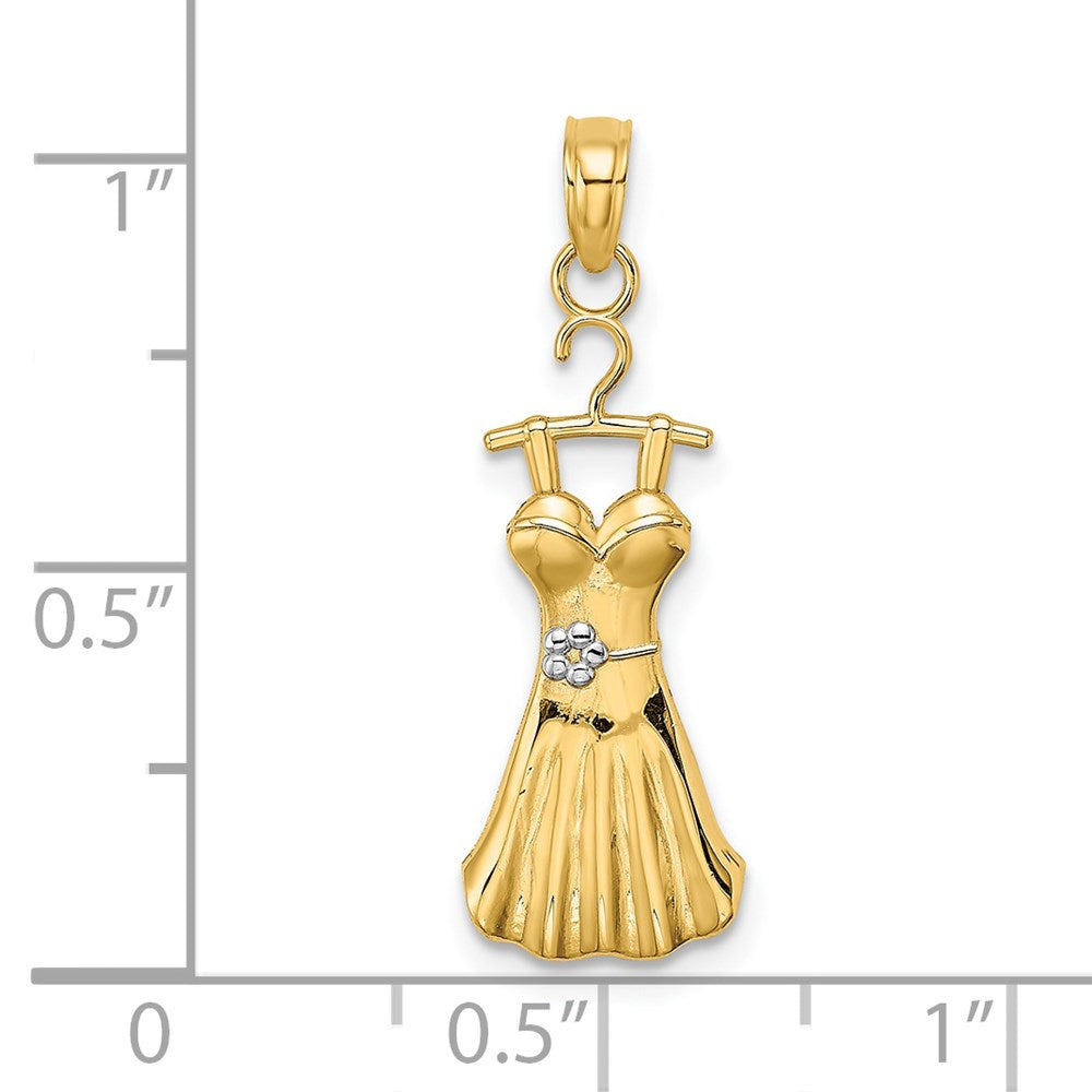 14K w/Rhodium Dress W/ Flower Charm