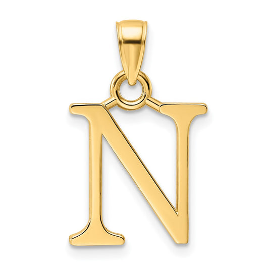 14K Polished Letter N Pendant