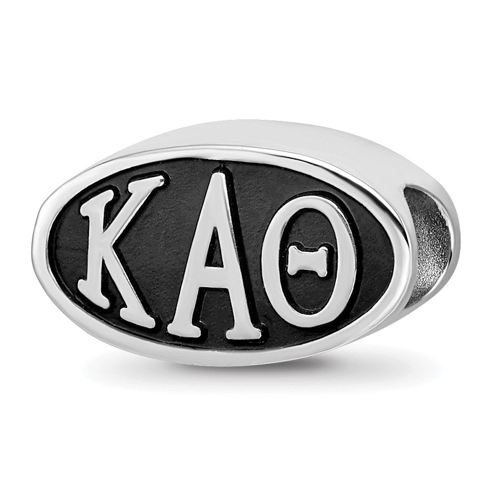 Sterling Silver Kappa Alpha Theta Sorority Greek Letters Enameled Oval Bead