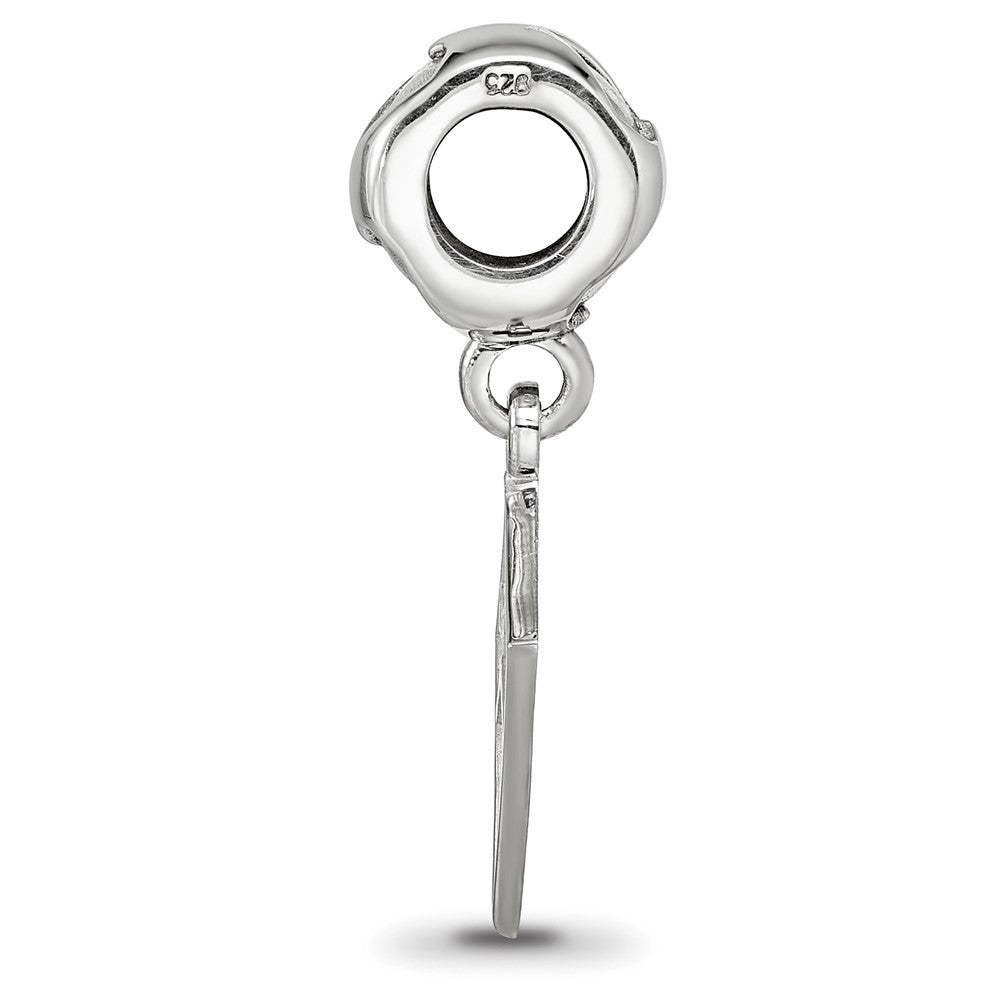 Sterling Silver Rhodium-plated Kappa Alpha Theta Kite Heart Bead