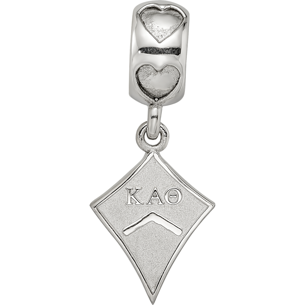 Sterling Silver Rhodium-plated Kappa Alpha Theta Kite Heart Bead