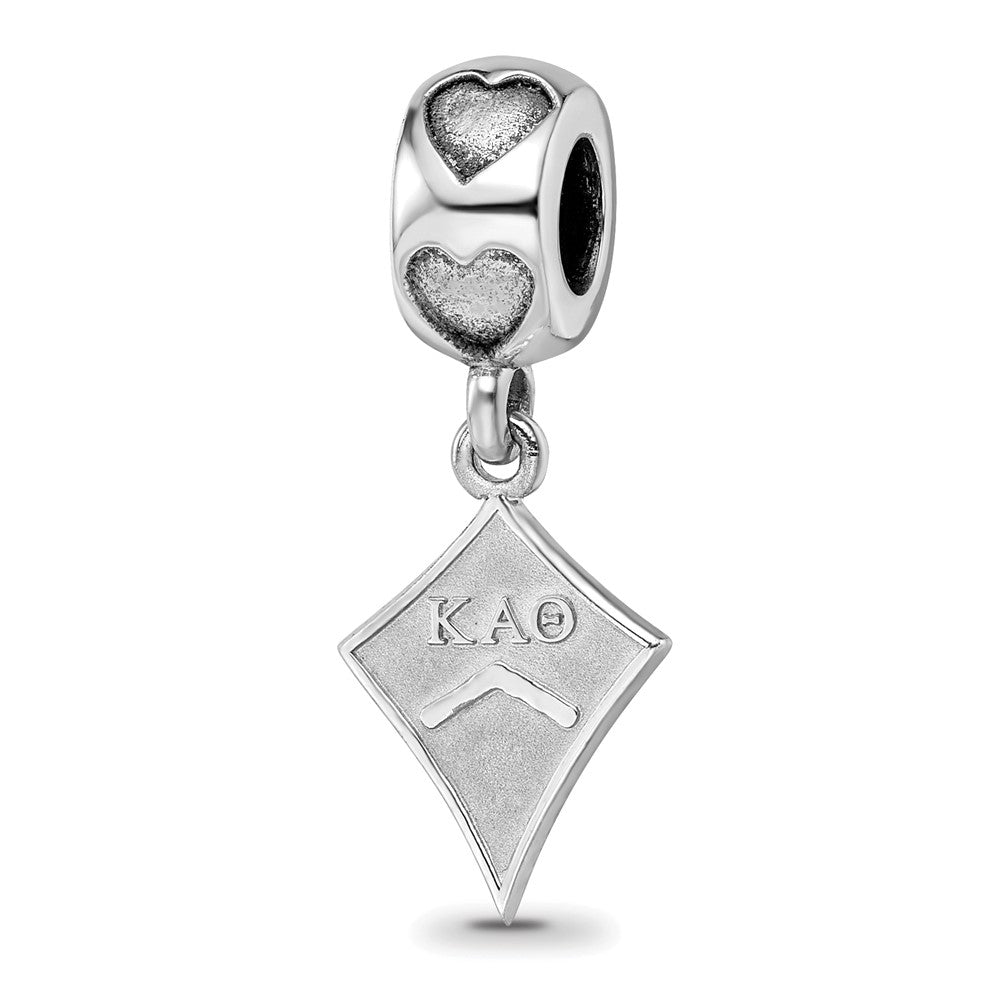 Sterling Silver Rhodium-plated Kappa Alpha Theta Kite Heart Bead