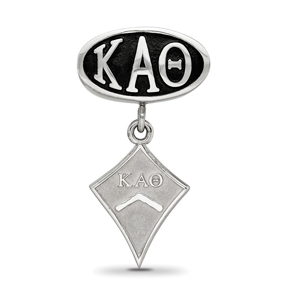 Sterling Silver Kappa Alpha Theta Sorority Greek Letters Enameled Oval with Kite Dangle Bead