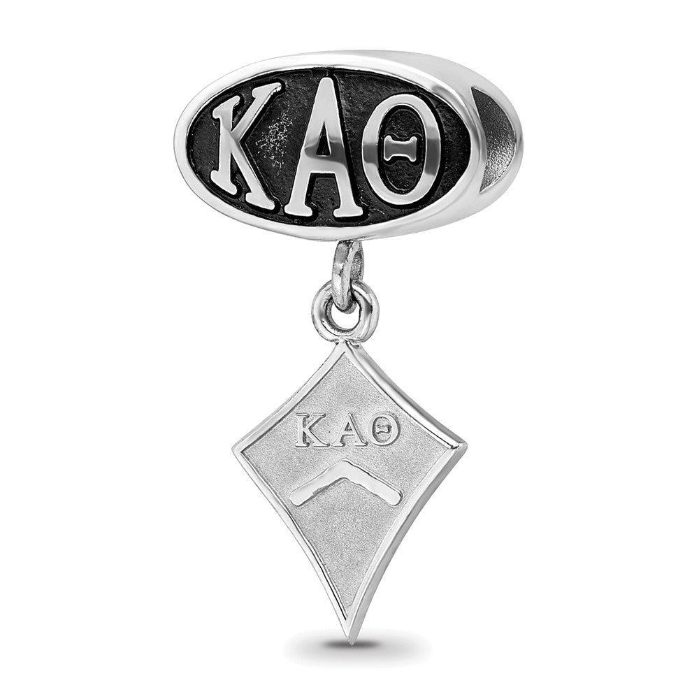 Sterling Silver Kappa Alpha Theta Sorority Greek Letters Enameled Oval with Kite Dangle Bead