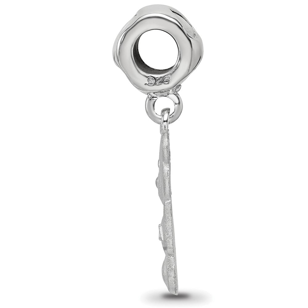 Sterling Silver Rhodium-plated Kappa Delta Teddy Bear Heart Bead