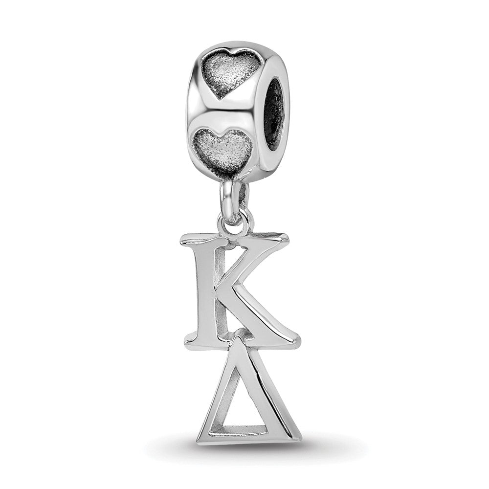 Sterling Silver Rhodium-plated Kappa Delta Vertical Letters on Hear