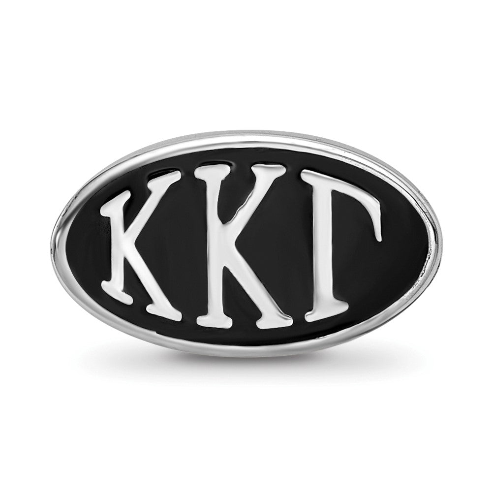 Sterling Silver Kappa Kappa Gamma Sorority Greek Letters Enameled Oval Bead
