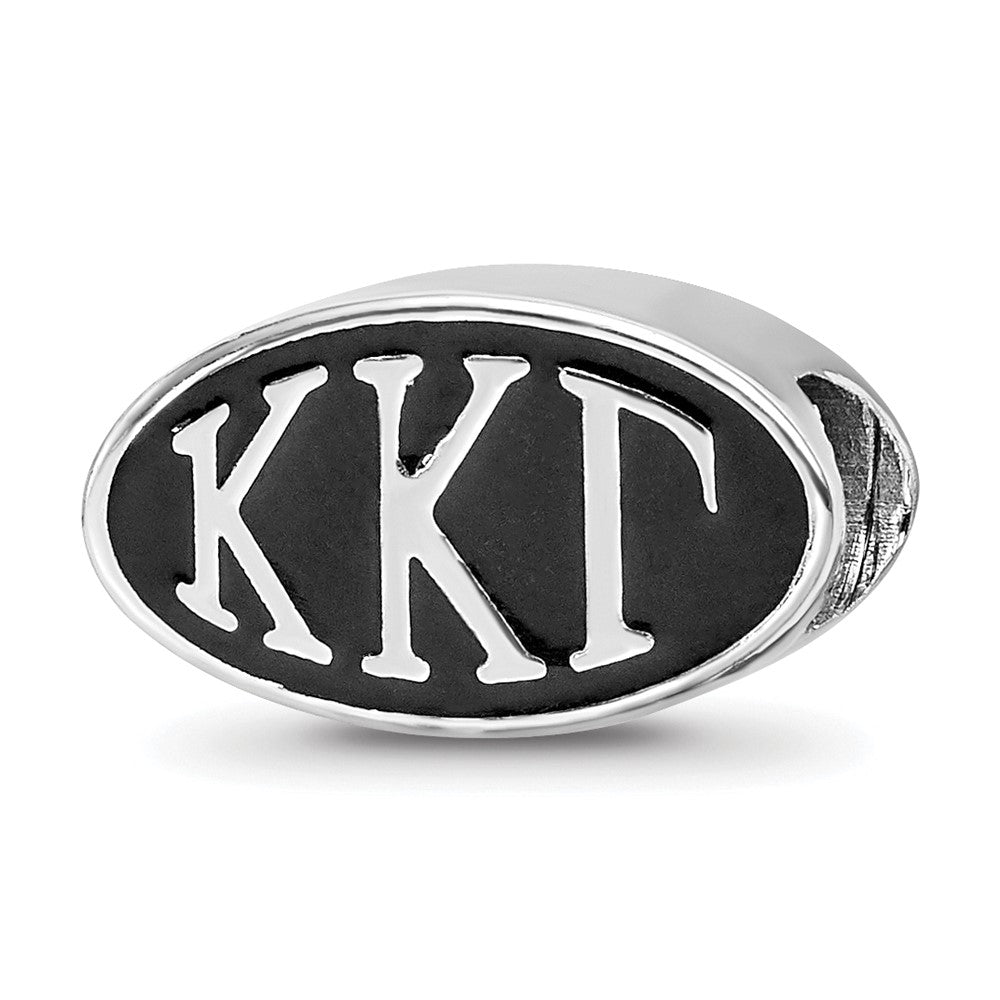 Sterling Silver Kappa Kappa Gamma Sorority Greek Letters Enameled Oval Bead