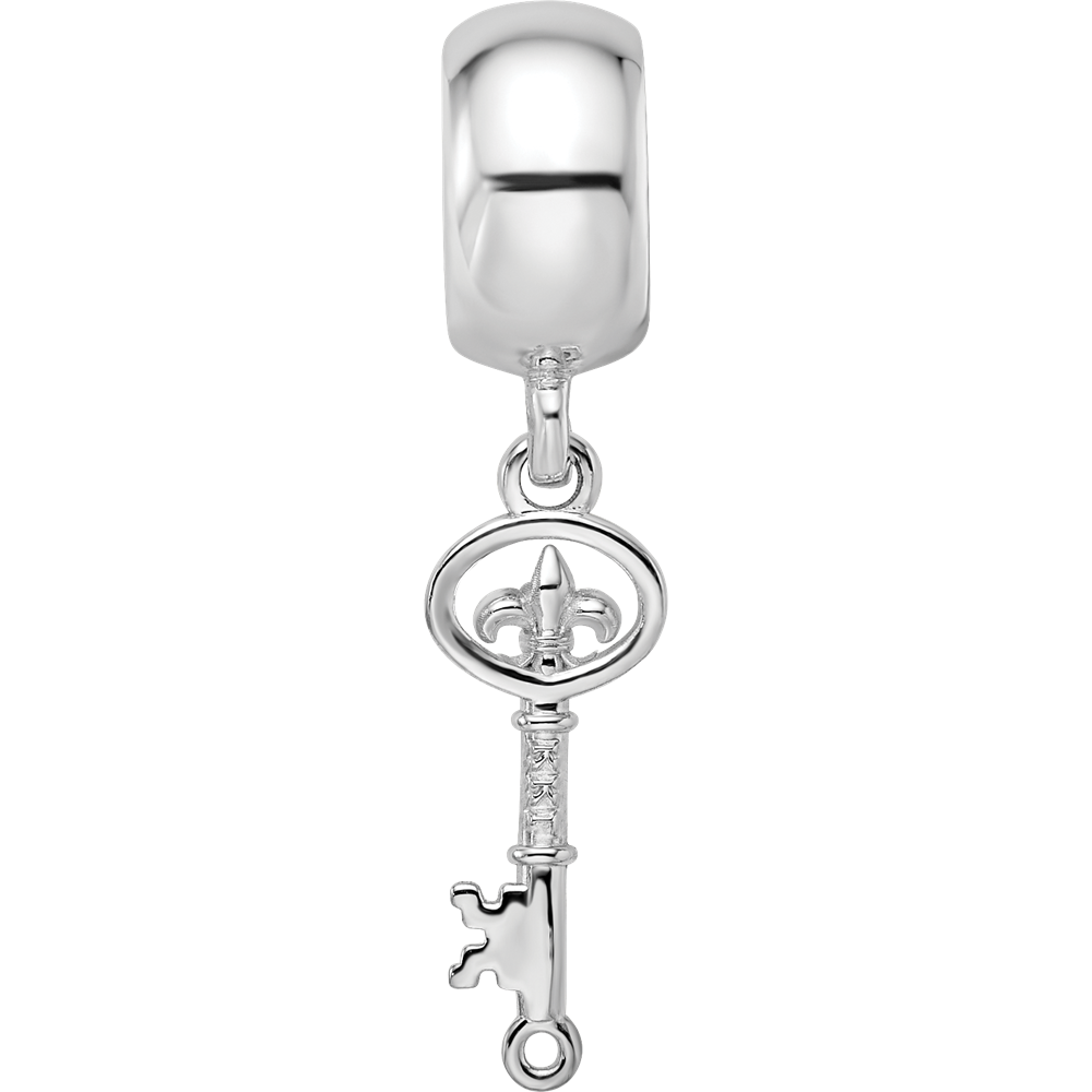 Sterling Silver Rhodium Plated Kappa Kappa Gamma Key Bead