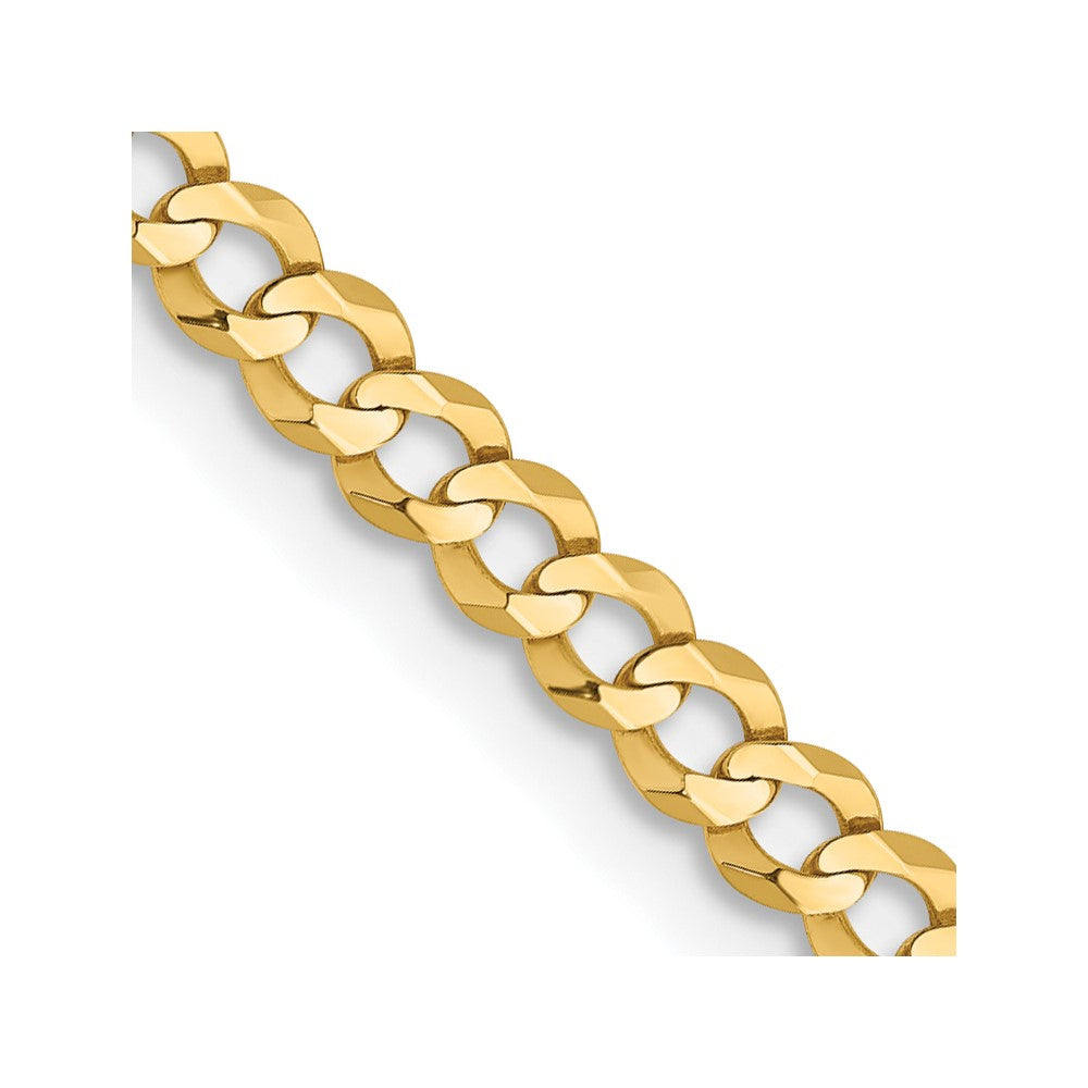 14K 22 inch 3.1mm Lightweight Flat Cuban with Lobster Clasp Chain